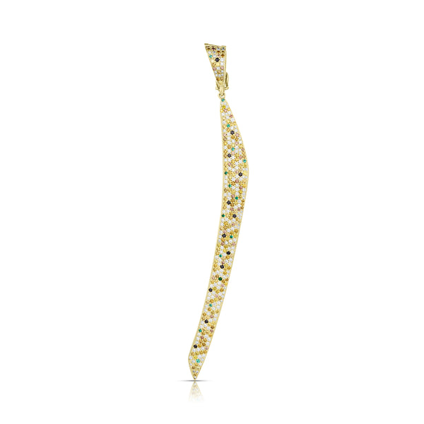 Dominique Cohen mixed hues diamond melee curved dagger pendant, hinged bail <span class='visuallyhidden'>; shopping help at 323-404-2959.</span>